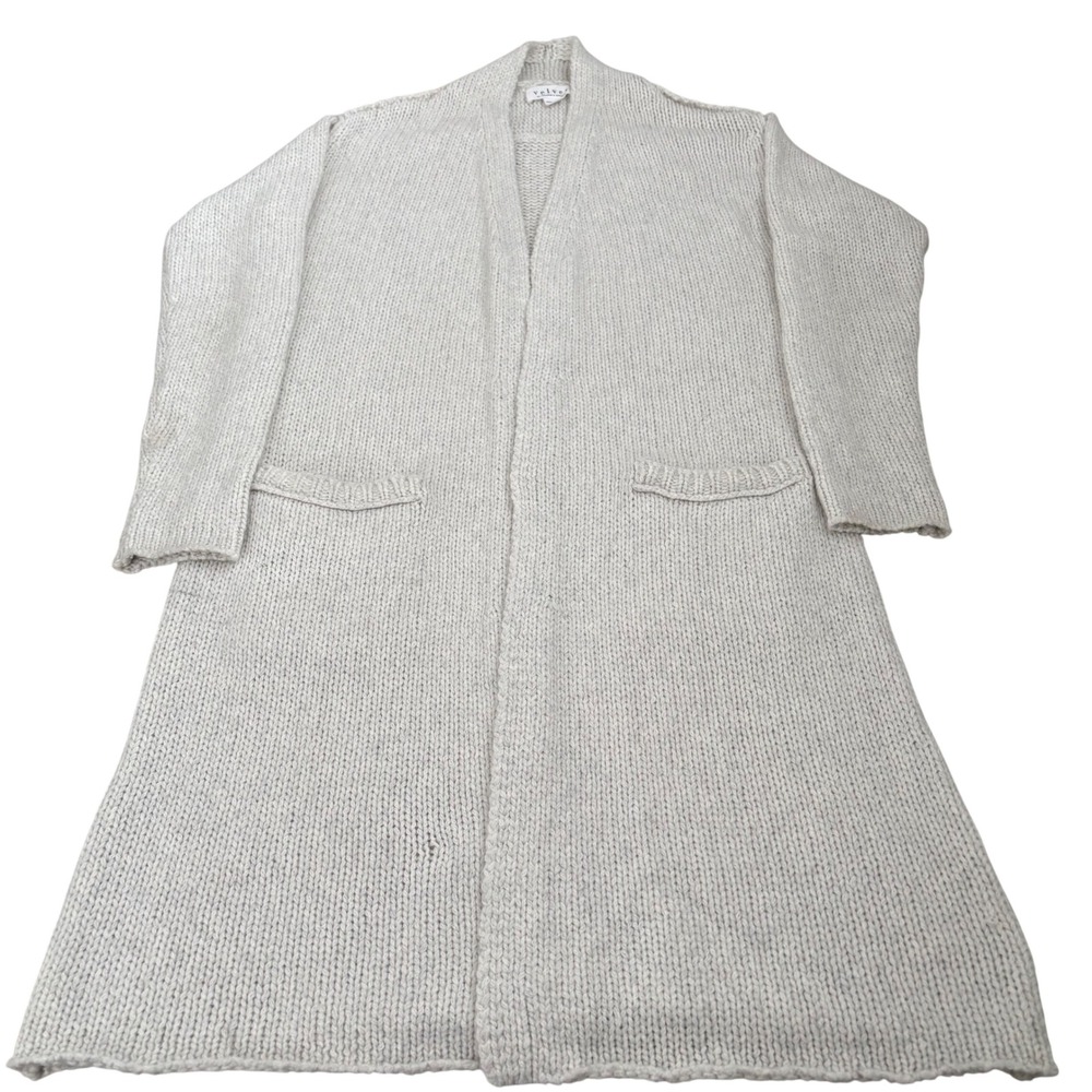 Velvet by Graham & Spencer Alpaca Wool Blend Long Open Cardigan Oatmeal Beige M